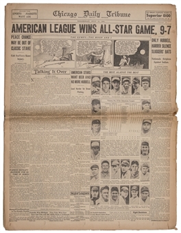 1934 Chicago Daily Tribune Full Page Baseball All-Star Game Headline and Story